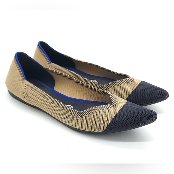 Rothy's THE POINT Pointed Toe Flats Limited Edition DUNE CAP TOE Size 8.5 - Picture 3 of 8